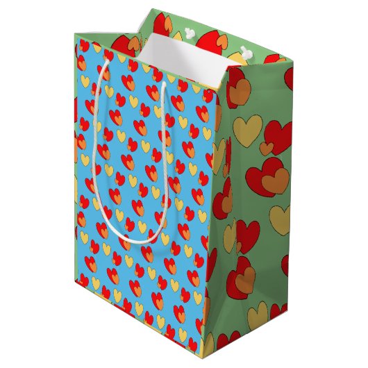 Hearts Cust. BG-kleurencadeau Medium Cadeauzakje (Achterkant Gekanteld)