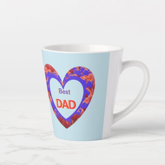 Hearts Cust. Tekst BESTE DAD Latte Mok (Rechts)