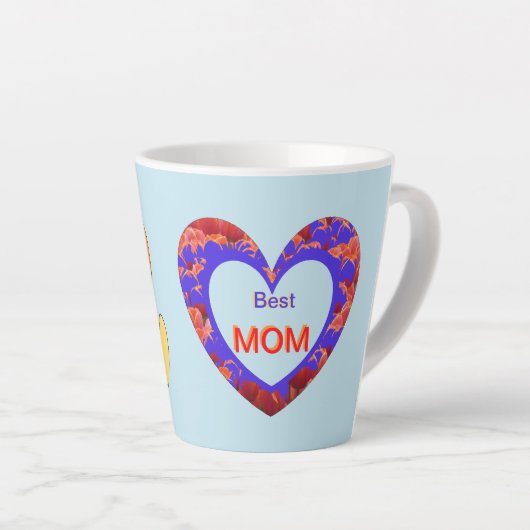 Hearts Cust. Tekst BESTE MOM Latte Mok (Rechterhoek)