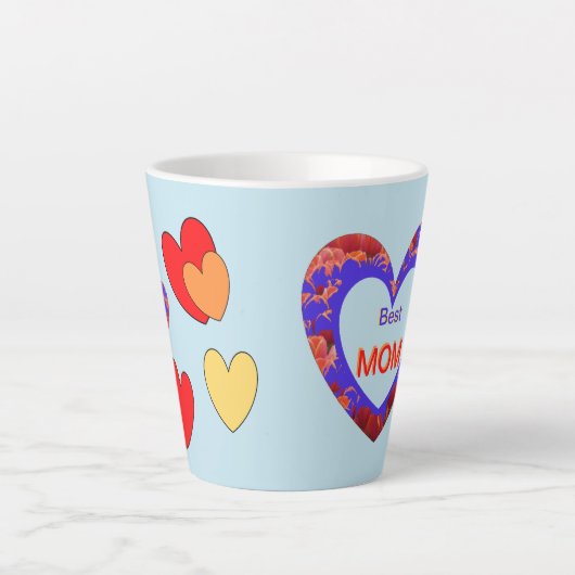 Hearts Cust. Tekst BESTE MOM Latte Mok (Voorkant)