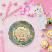 Hearts  Damask 50th Wedding Jubileum Papieren Bordje (Feest)