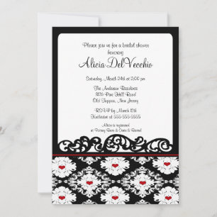 Hearts Damask Bridal Shower Invitation Kaart