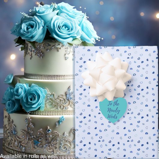 Hearts - Dark Blue on Light Blue Inpakpapier Vel