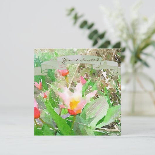 Heart's Delight Kaufmanniana Tulip Uitnodiging (Staand voorkant)