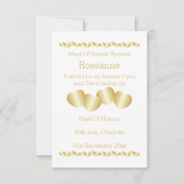 Hearts Design Goudkleurige Maid of Honor Aanvraag Kaart