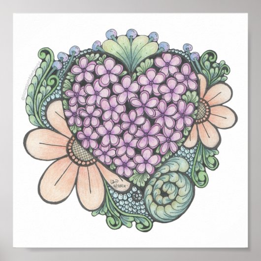 Hearts doodle print 8x8in (Voorkant)