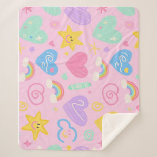 Hearts & Doodles deken – zachte pastel schattighei