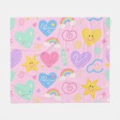 Hearts & Doodles deken – zachte pastel schattighei (Voorkant (Horizontaal))