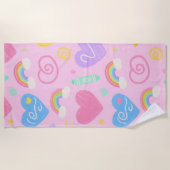 Hearts & Doodles Handdoek – Kidcore Pastel Style (Voorkant)