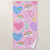Hearts & Doodles Handdoek – Kidcore Pastel Style (Voorkant)