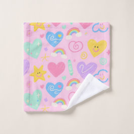 Hearts & Doodles Handdoek – Kidcore Pastel Style