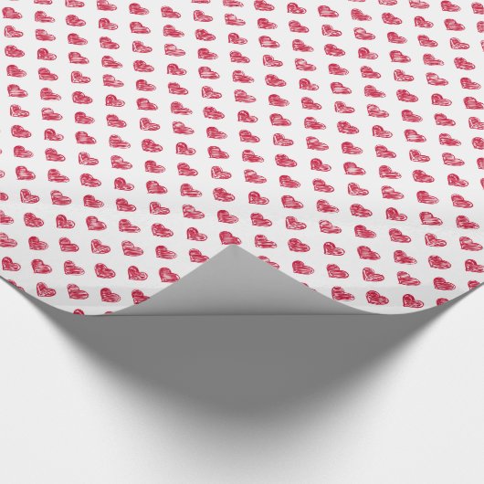 Hearts Doodles Pattern | Rode Valentijnsdag Cadeaupapier (Hoek)