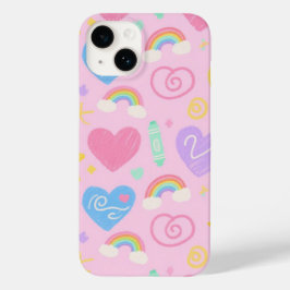 Hearts & Doodles telefoonhoesje – Kawaii Kidcore V Case-Mate iPhone 14 Hoesje
