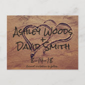 Hearts Drawn in Sand Save the Date Briefkaart (Voorkant)