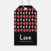 Hearts Drawn Valentijnsdag Black Cadeaulabel (Voorkant)