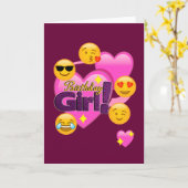 Hearts & Emoji's Verjaardagsmeisje Kaart (Gele Bloem)