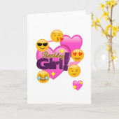 Hearts & Emoji's Verjaardagsmeisje Kaart (Gele Bloem)