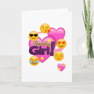 Hearts & Emoji's Verjaardagsmeisje Kaart