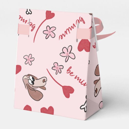 Hearts en Basset Hounds Patroonontwerp Bedankdoosjes (Achterkant)