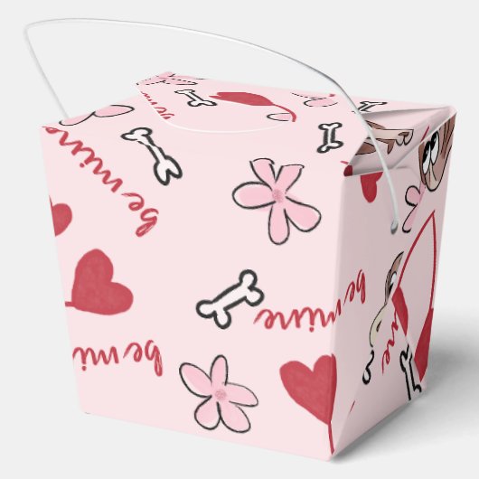 Hearts en Basset Hounds Patroonontwerp Bedankdoosjes (Achterkant)