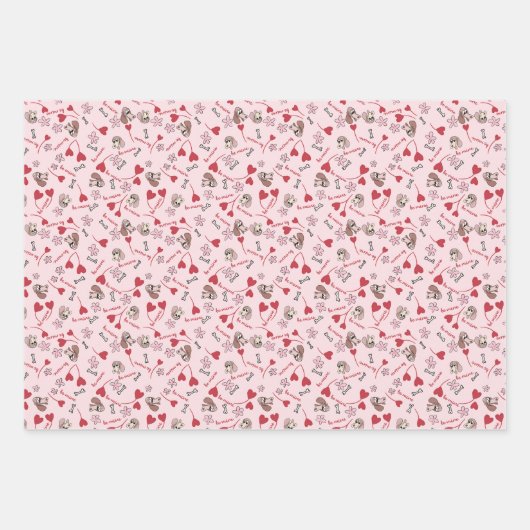 Hearts en Basset Hounds Patroonontwerp Inpakpapier Vel (Voorkant 3)