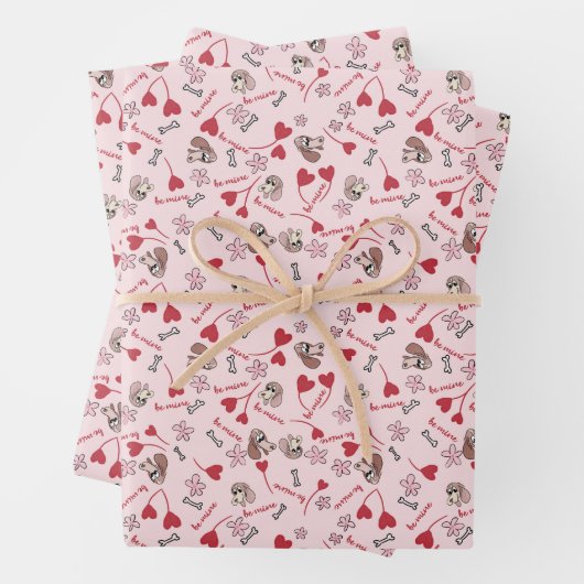 Hearts en Basset Hounds Patroonontwerp Inpakpapier Vel (In situ)