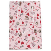 Hearts en Basset Hounds Patroonontwerp Medium Cadeauzakje (Voorkant)