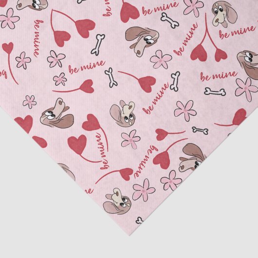Hearts en Basset Hounds Patroonontwerp Tissuepapier (Detail)