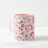 Hearts en Basset Hounds Patroonontwerp Tweekleurige Koffiemok (Voorkant links)