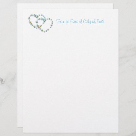 Hearts en bloemen Elegant briefhoofd papier (Voorkant / Achterkant)