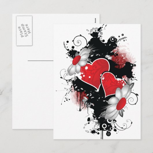 Hearts en Daisies Valentijn Briefkaart (Voorkant / Achterkant)