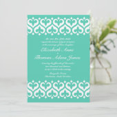 Hearts en Fleur de Lis Wedding Invitation - Blauwg Kaart (Staand voorkant)