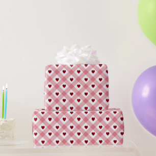 Hearts en Gingham Pattern Cadeaupapier