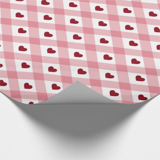 Hearts en Gingham Pattern Cadeaupapier (Hoek)