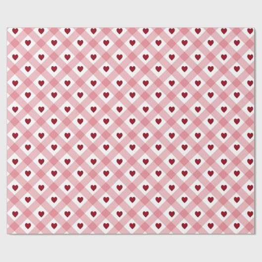 Hearts en Gingham Pattern Cadeaupapier (Vlak)