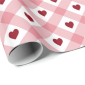 Hearts en Gingham Pattern Cadeaupapier (Rol Hoek)