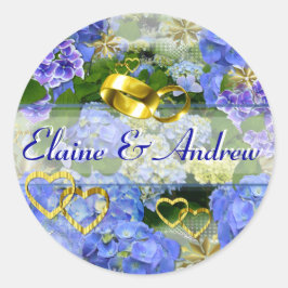 HEARTS EN HYDRANGEAS ~ Envelope Sealers # 3 Ronde Sticker