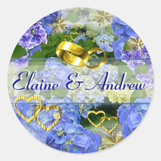 HEARTS EN HYDRANGEAS ~ Envelope Sealers # 3 Ronde Sticker (Voorkant)