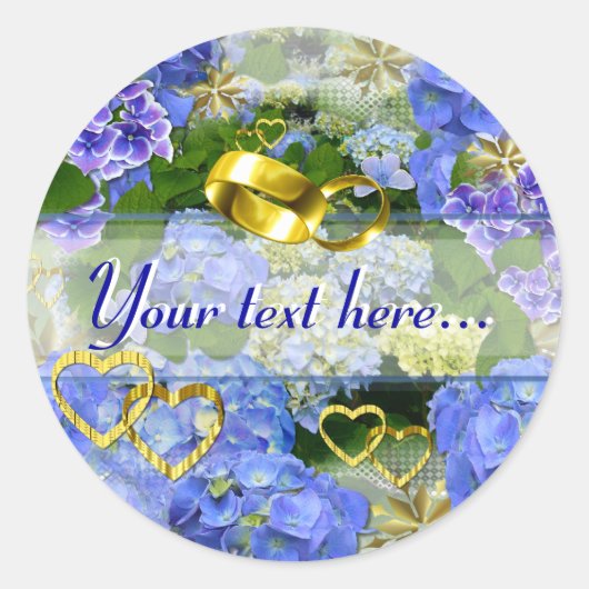 HEARTS EN HYDRANGEAS ~ Envelope Sealers # 3 Ronde Sticker (Voorkant)