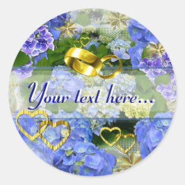 HEARTS EN HYDRANGEAS ~ Envelope Sealers # 3 Ronde Sticker