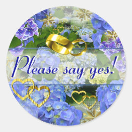 HEARTS EN HYDRANGEAS ~ Envelope Sealers # 3 Ronde Sticker