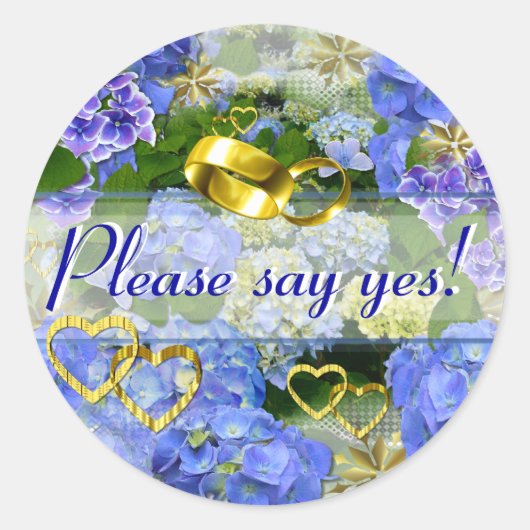 HEARTS EN HYDRANGEAS ~ Envelope Sealers # 3 Ronde Sticker (Voorkant)