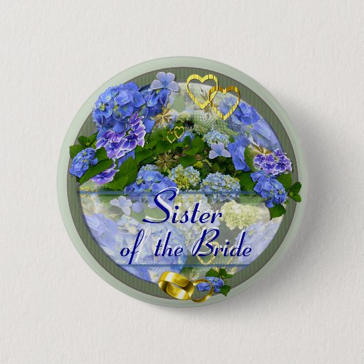 HEARTS EN HYDRANGEAS ~ Weddenschap Button/pin Ronde Button 5,7 Cm (Voorkant)