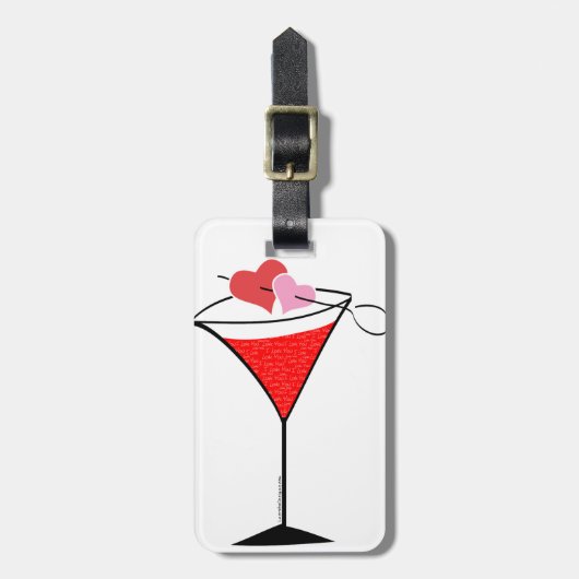 Hearts en Love Martini Bagagelabel (Voorkant verticaal)