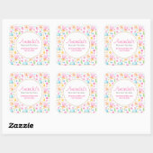 Hearts en muffins Pastel Waterverf Vierkante Sticker (Vel)