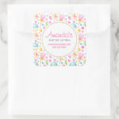 Hearts en muffins Pastel Waterverf Vierkante Sticker (Tas)