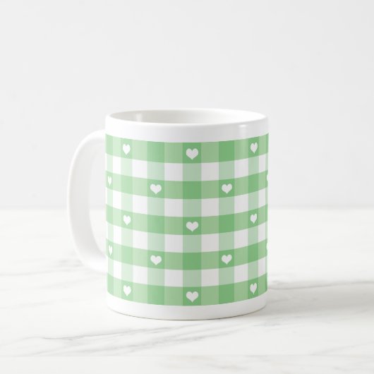 Hearts en pasta Gingham Check Koffiemok (Voorkant links)