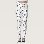 Hearts en Polka Dot Black en White Pattern Leggings (Voorkant)