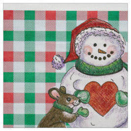 Hearts en Snowman Friends Fabric Stof