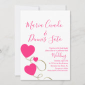 Hearts en Zwemelen Manuscript Roze Gouden Weddensc Kaart (Voorkant)